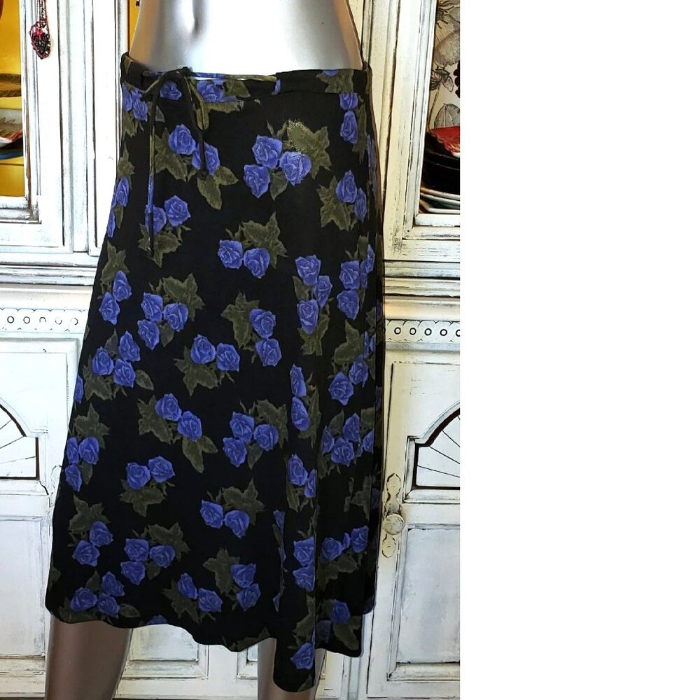 $SOLD$ Betsey Johnson Dress Skirt Vintage New York 90s Rose Floral Wool Angora M - Picture 4 of 8